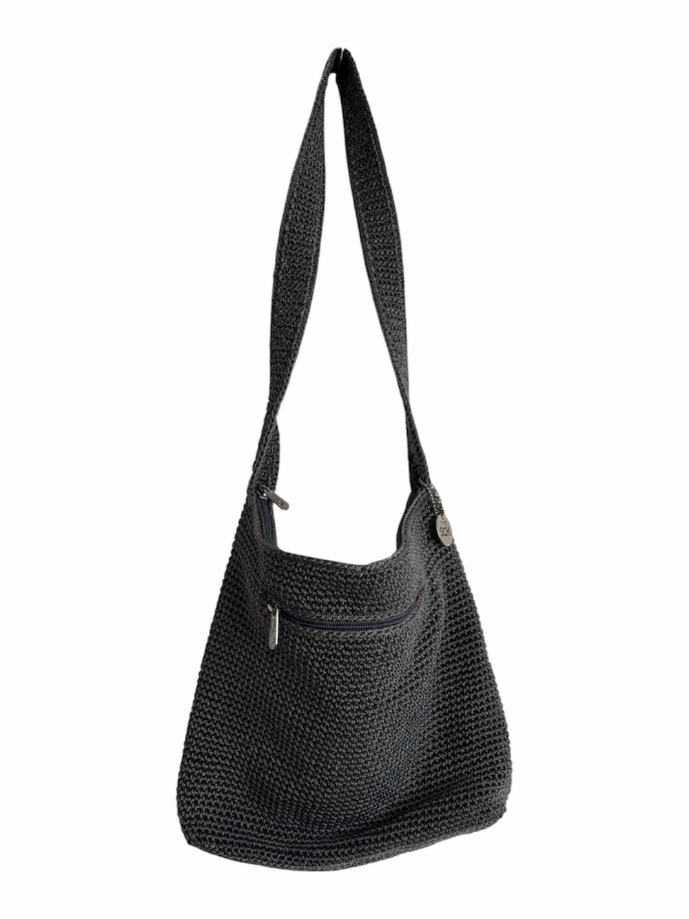 The Sak Gray Crochet Shoulder Bag – Boho Woven Crossbody Beach summer Retro - Picture 1 of 9